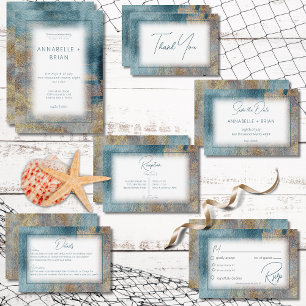 Modern Beach Abstract Wedding Reception Enclosure Card