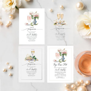 Pearls and Prosecco Pop Fizz Clink Bridal Shower Invitation