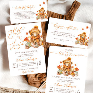 Fall Teddy Bear Diaper Raffle Ticket Enclosure Card
