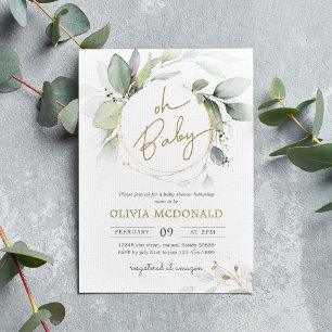 Greenery Eucalyptus It's a Boy Baby Shower Invitation