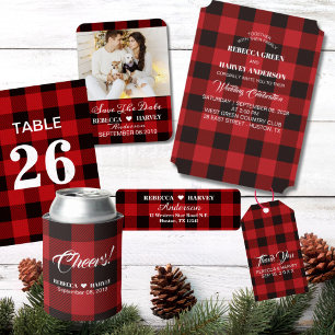 buffalo plaid rustic winter wedding favour favor box