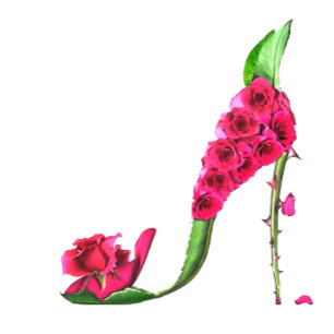 Silver Crown, Floral Fairy High Heel Shoe Invitation