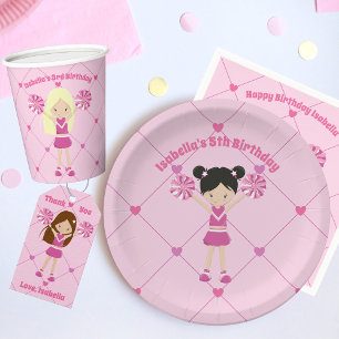 Assiettes En Carton Asiatique Pom-pom girl Rose Cute Personnalisé Anni