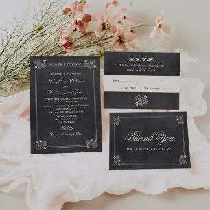 Invitation Mariage vintage Black Chalkboard