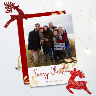 Elegant Christmas Gold Leaves Holiday Photo