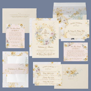 Invitation laine botanique lunaire mariage romantique boho