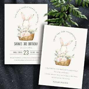 Invitation Lapin Bleu Dans Panier Floral Enfants Photo Annive