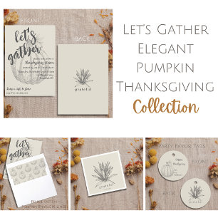 Let's Gather Elegant Pumpkin Thanksgiving Dinner Invitation