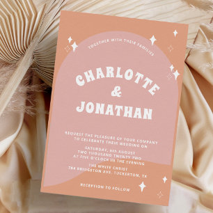QR Code Modern Bright Retro Wedding Invitation