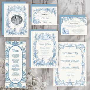 Toile Floral chateau Wedding Invitation
