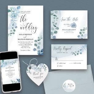 Dusty Eucalyptus Elegant Greenery Wedding Invitation