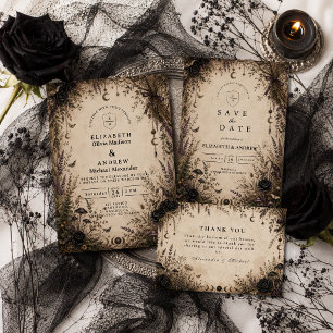 Romantic Boho Goth Wedding RSVP Card