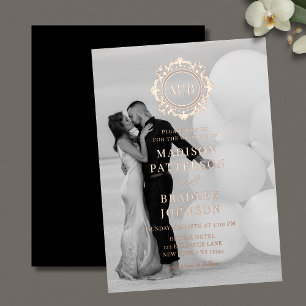 Invitations En Vélin Monogramme Floral Orné Mariage Élégant Vellum Invi