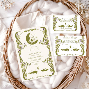 Vintage Celestial Botanical Baby Shower  Invitation