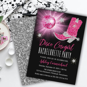 Faux Glitter Pink Disco Cowgirl Bachelorette Classic Round Sticker