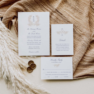 Minimal Laurel Formal Wedding Invitation K310