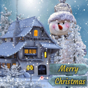 Christmas Party Winter White Snowman Blue Rustic Coffee Mug