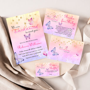 Enchanted To Meet You Butterfly Baby Shower Game Enclosure Card