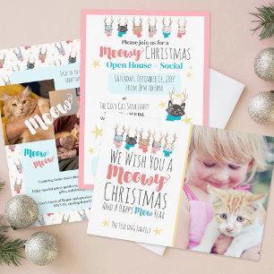 Meowy Christmas Cat Shelter Open House Party Event Invitation