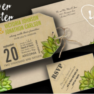 Invitation Aqua Lime Succulent ModerneTypographie Mariage