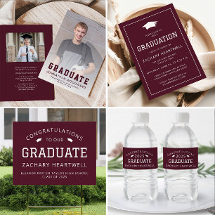Invitation du Sporty Burgundy White Graduation Par