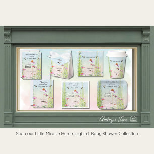 Hummingbird & Wildflower Baby Shower Square Sticker