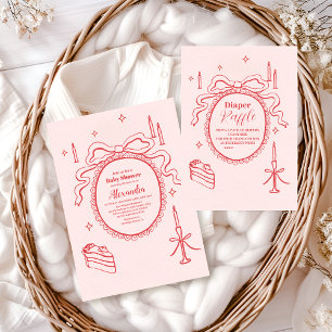 Sketch Hand Drawn Bow Baby Shower Invitation