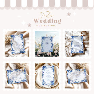 Victorian Toile Vintage Blue Floral Wedding Invitation