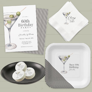 Cheers to 60 Years Martini Cocktail Birthday Party Napkin