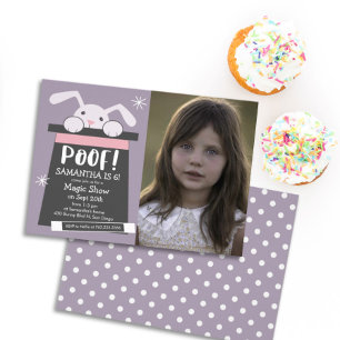 Magic Show Bunny Rabbit Birthday Party Invitation