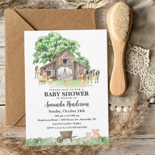 Rustic Farm Animal Baby Shower Thank You Card
