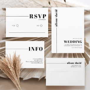 Black, white chic typography minimalist wedding save the date
