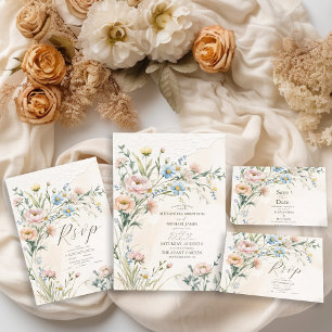 Whimsical Pastel Wildflower Wedding Invitation