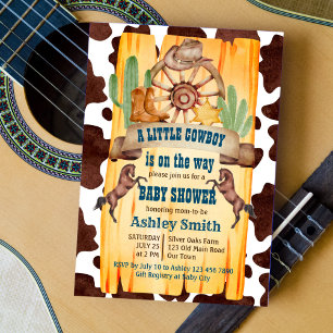 Western first rodeo saddle up horse birthday party invitation