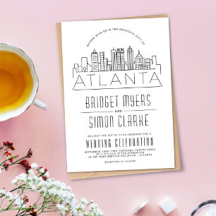 Atlanta Skyline   Wedding Welcome Favour Classic Round Sticker