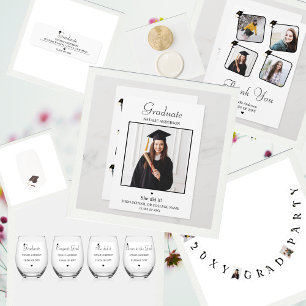 Black & White Graduate Graduation Congratulation Card