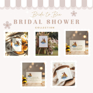 The bride to bee watercolor blue florals  recipe enclosure card