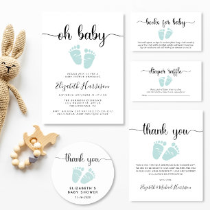 Oh Baby Mint Green Baby Shower Invitation