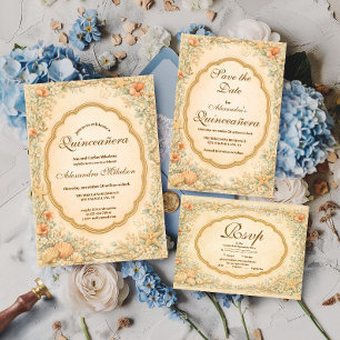 Vintage Coastal Seashell Quinceañera Invitation
