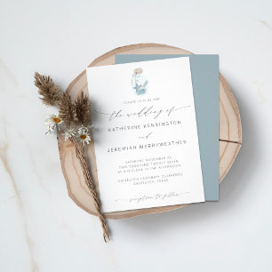 Elegant Beach Seashell Modern Calligraphy Wedding Invitation Postcard