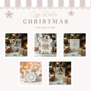 Rustic Cozy Blue Christmas Party Invitation