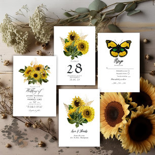 Rustic Sunflower Country Barn Thank You Card