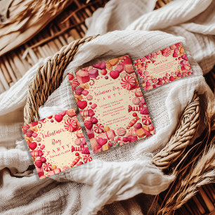 Retro Candy Sweets Valentine Party Invitation