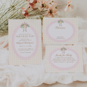 Pink & Yellow Lemon Bow Books for Baby Enclosure Card