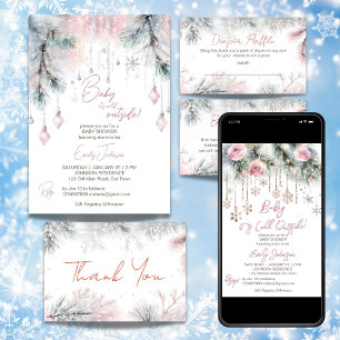Baby it's cold outside winter baby shower pastel invitation
