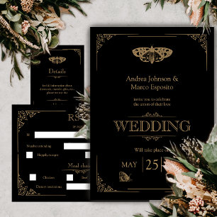 Victorian Moth Elegant Gothic Wedding Invitation