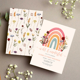 Boho Wild & Onederful Flower Rainbow 1st Birthday Napkin