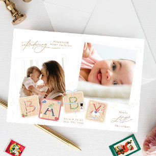 Elegant My First Merry Christmas Photo Baby Birth Holiday Card