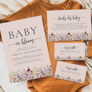 Invitation Baby in Bloom Boho Fleurs sauvages Baby shower rou