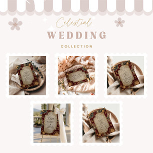 Crimson Celestial Baroque Wedding Invitation